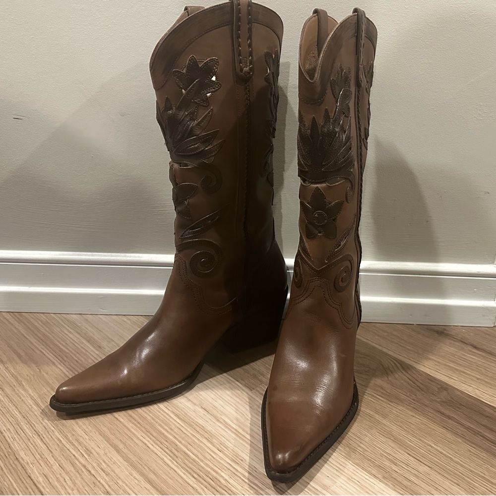 Brown Leather Western Boots